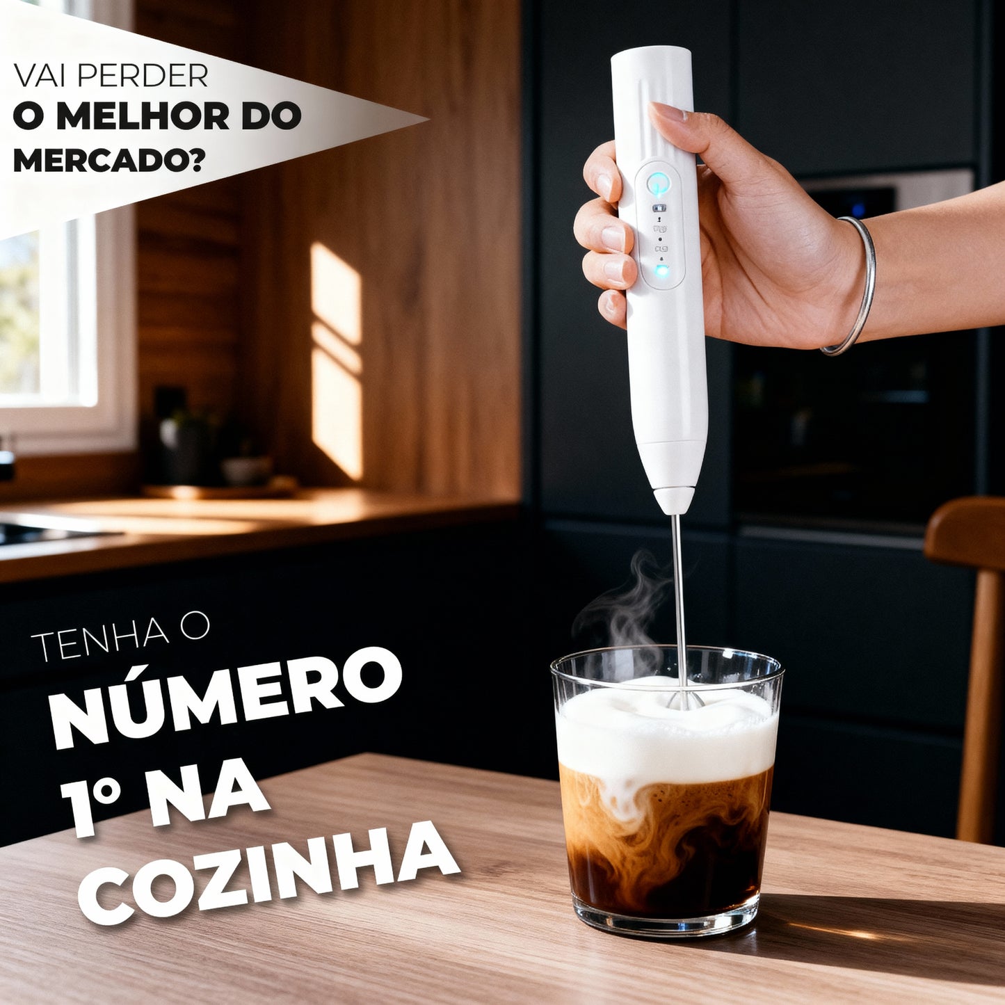 Batedor Misturador Mixer Elétrico para Bebidas