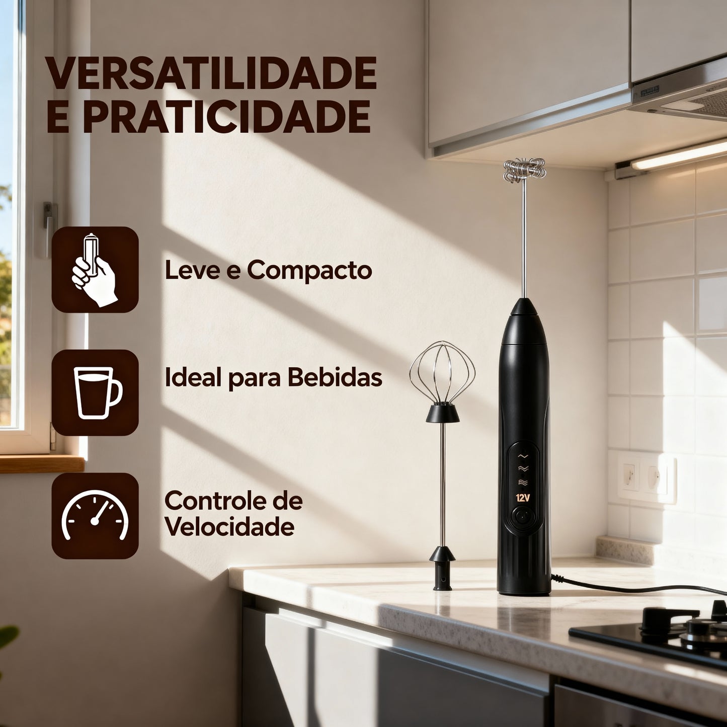 Batedor Misturador Mixer Elétrico para Bebidas