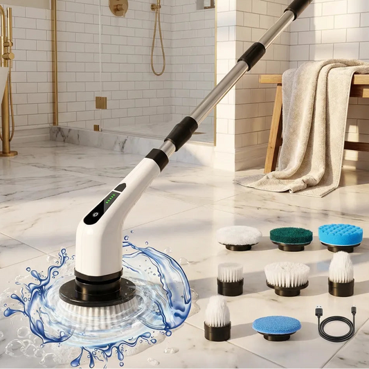 Escova Elétrica de Limpeza Giratória e Ajustável - 7 em 1