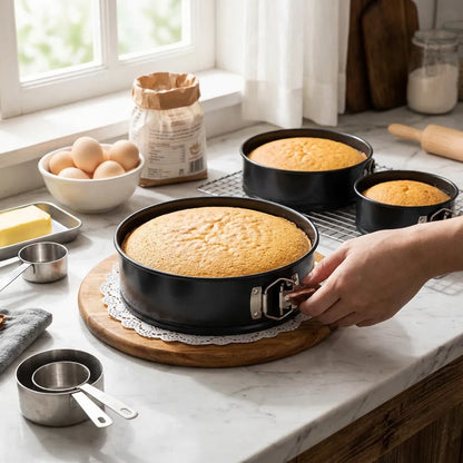 Forma de Bolo Antiaderente com Fundo Removível - Kit de 3 Formas