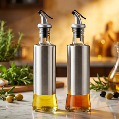 Galheteiro de Vidro com Aço Inox para Mesa