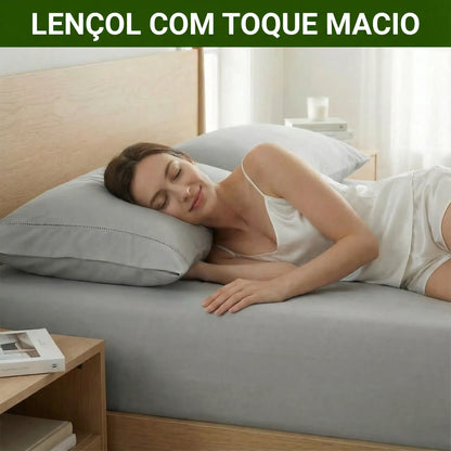 Jogo de Lençol Cinza para Cama 400 Fios com Elástico