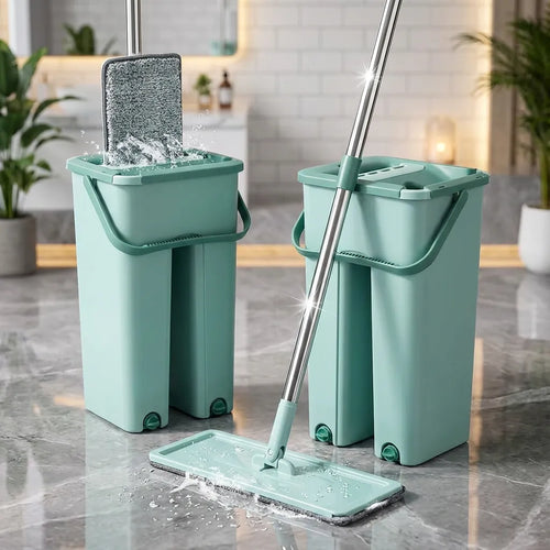 Mop de Limpeza Giratório com Esfregão e Balde