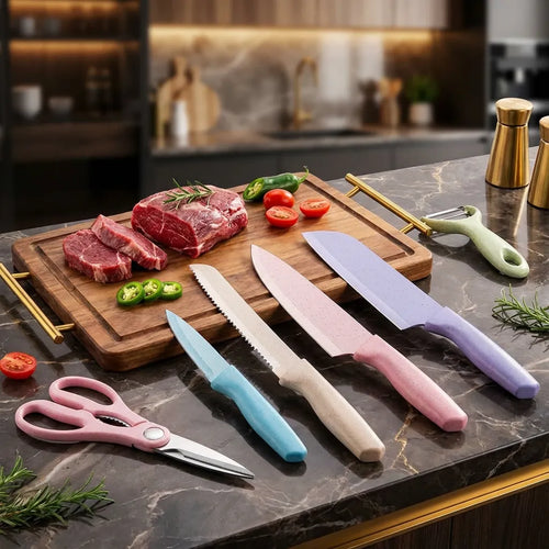 Jogo de Facas Coloridas em Inox