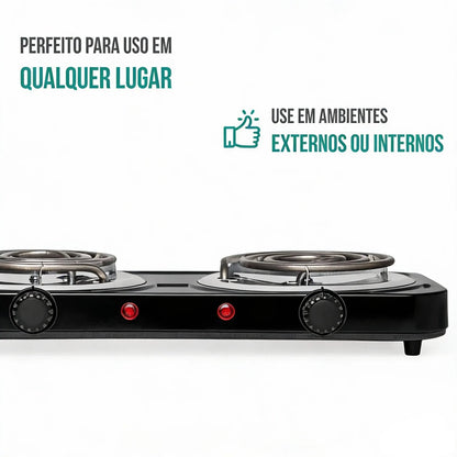 Fogão Elétrico Portátil Espiral com 2 Bocas