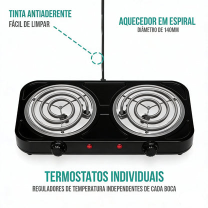Fogão Elétrico Portátil Espiral com 2 Bocas