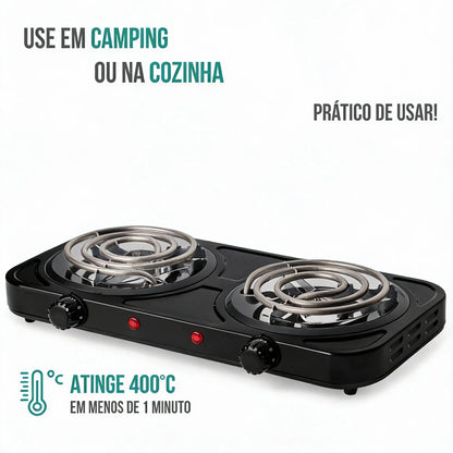 Fogão Elétrico Portátil Espiral com 2 Bocas