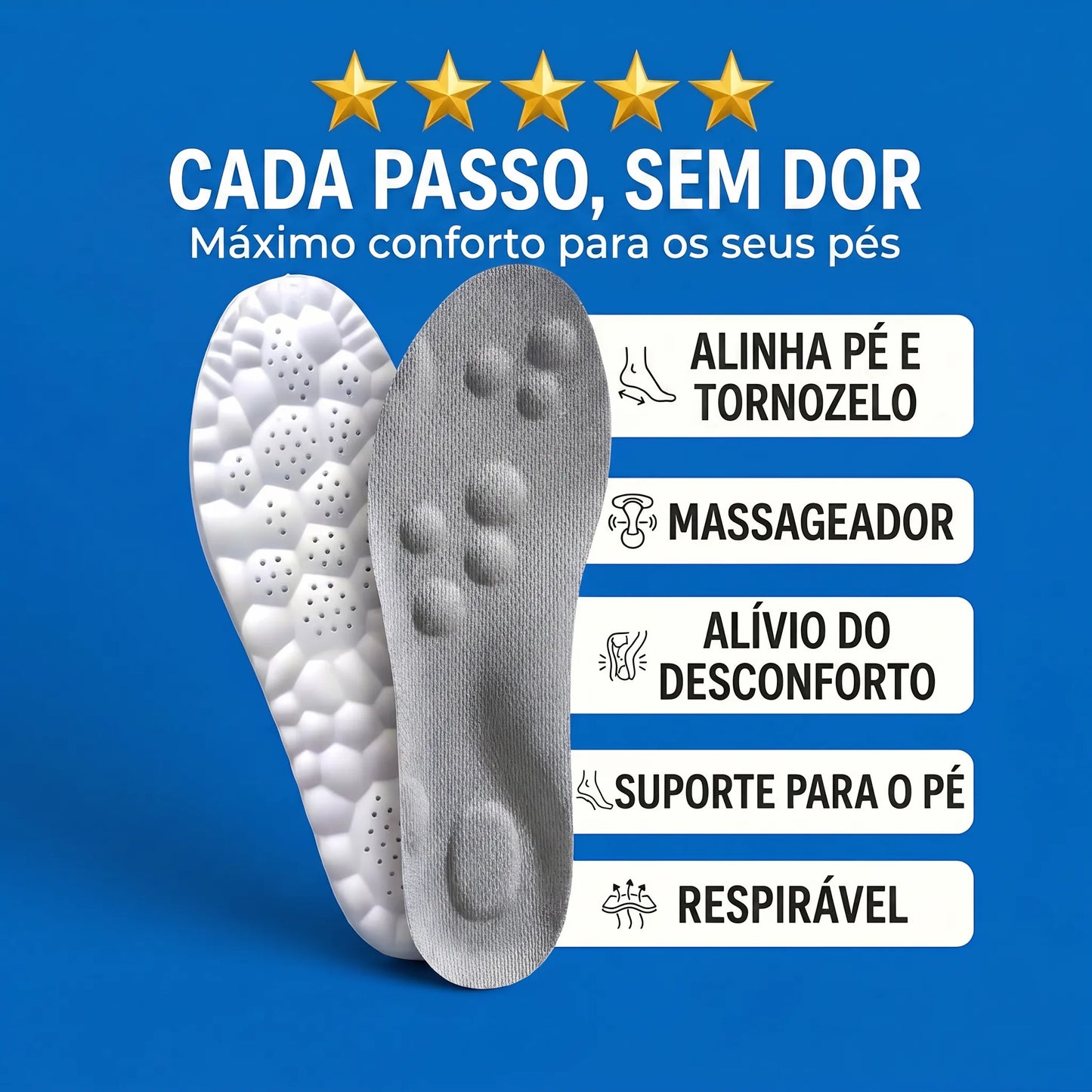 Palmilha Ortopédica Massageadora
