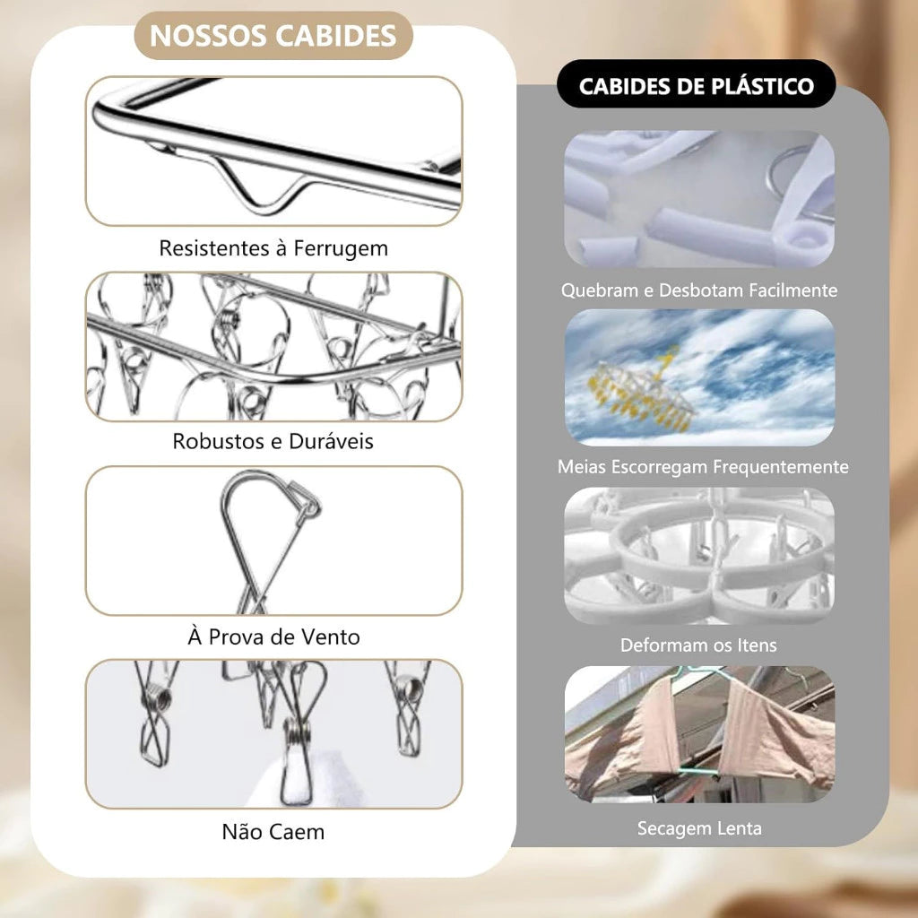 Varal para Roupa Íntima e Meia - 40 Prendedores